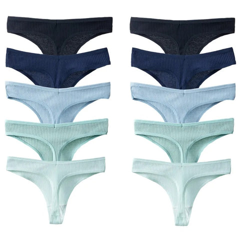 Orchard Cotton Striped Thong Panty 10-Pack