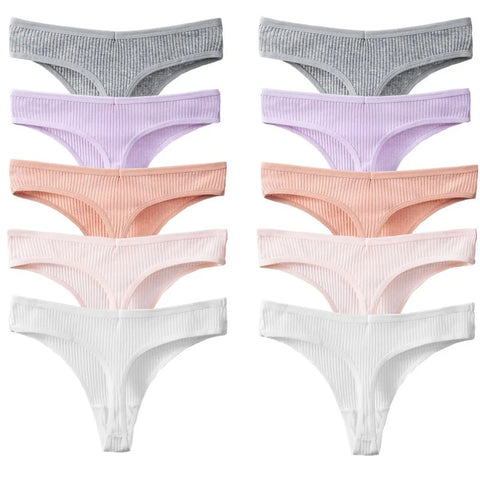 Orchard Cotton Striped Thong Panty 10-Pack